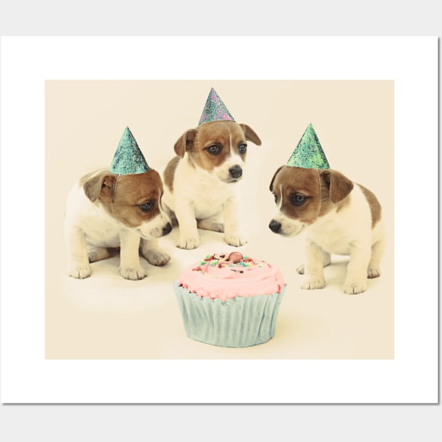 Vintage Puppy Birthday Card Wall Art by micklyn